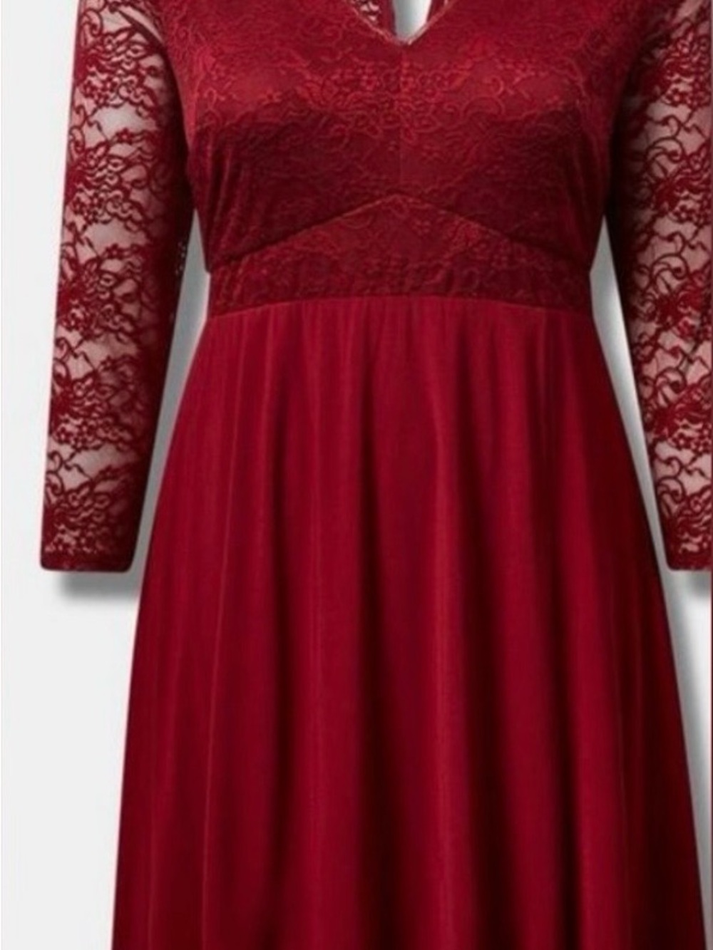 torrid Burgundy Lace-Top Midi Dress